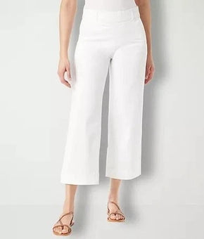 Gloria Vanderbilt Shape-Effect Wide-Leg Cropped Pull-On Jeans White Size 8