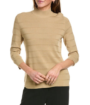 Anne Klein womens Mock Neck Sweater, Size S, Beige MSRP $79