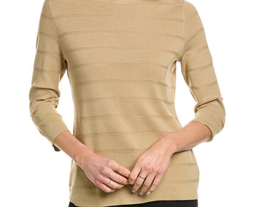 Anne Klein womens Mock Neck Sweater, Size S, Beige MSRP $79