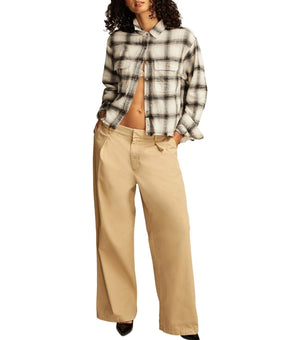Lucky Brand Women's Wide-Leg Pleated-Waist Pants Beige Khaki Size 8 MSRP $90