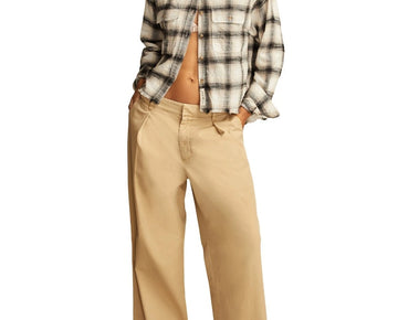 Lucky Brand Women's Wide-Leg Pleated-Waist Pants Beige Khaki Size 8 MSRP $90