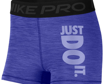 Nike Womens Pro Dri-fit Just Do It Shorts Blue Size XS