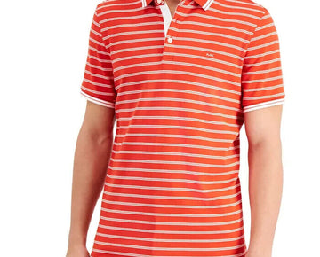 MICHAEL KORS Men's Modern-Fit Stripe Polo Shirt Orange Size XS MSRP $90