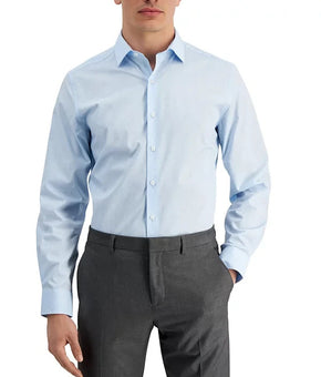 Bar III Men's Slim Fit Vintage Coral Dress Shirt Blue Size 15-15.5 M MSRP $65
