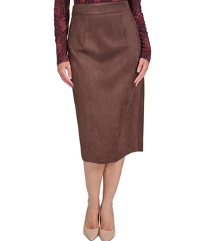 Tommy Hilfiger Women's Faux-Suede Pencil Skirt Size 4 Brown MSRP $99