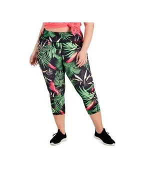 Ideology Leggings Womens Size 4X Multicolor Capri Palms Black Yoga