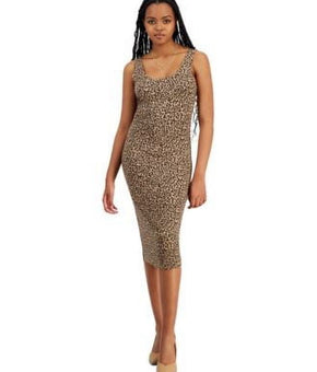 Bar III Petite Cheetah-Print Bodycon M Molly Cheetah Size PS Brown