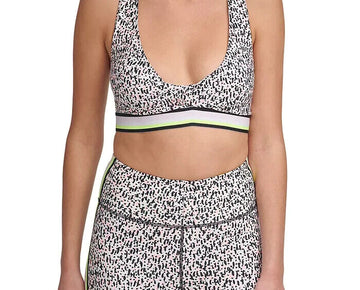 Dkny Womens Sport Printed Low-Impact Sports Bra white Size L MSRP $45