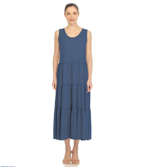 White Mark Women's Scoop Neck Tiered Midi Dress Size 3X