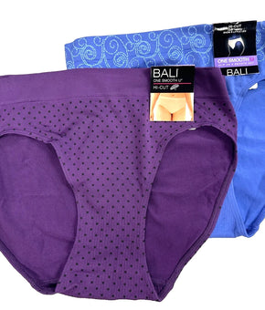 Bali Women 2-PKS Smooth U Hi-Cut Brief Size XL/8 Blue Purple Black Soft Panties