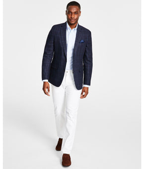 Bar III Men's Navy Windowpane Sport Coat Blazer Size 40L