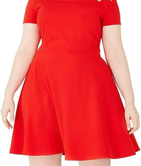 B. Darlin Women??s Plus Scalloped Off-The-Shoulder Mini Dress Style Size 24W Red