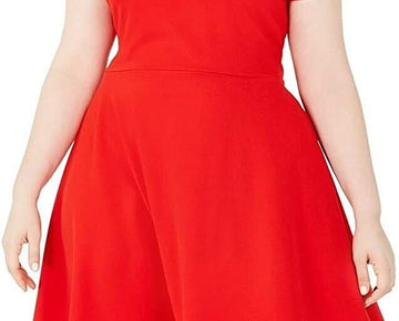 B. Darlin Women??s Plus Scalloped Off-The-Shoulder Mini Dress Style Size 24W Red