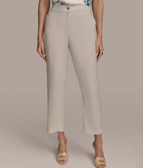 Donna Karan New York Women's Linen-Blend Pockets Ankle Pants Beige Size 0 $119
