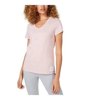 Calvin Klein Performance Shirt Womens Size S Pink V-Neck Short Sleeve Cotton
