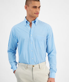 Club Room Mens Regular fit Dress Shirt Medium Size 15.5 in 32-33 Blue Check