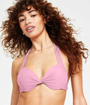 Salt + Cove Juniors' Strappy Underwire Push-Up Bikini Top Baby Pink Size S