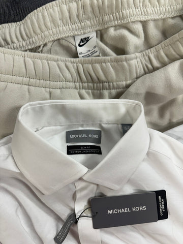 Men's Clothings Dress Shirt and Other Wholesale Lot, MICHAEL KORS, POLO RALPH LAUREN, NIKE, CALVIN KLEIN, TOMMY HILFIGER, NEW ERA and more, 17 items, CUSTOMER RETURNS