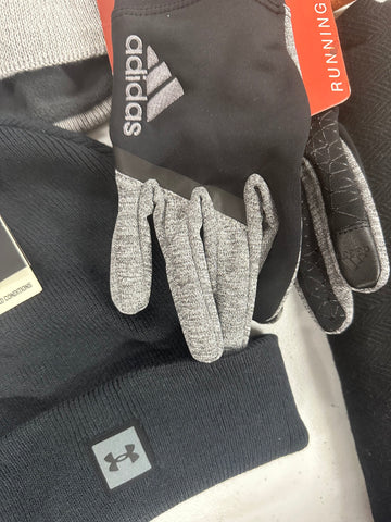 Men's Gloves, Hats and Others, Wholesale Lot, ADIDAS, UNDER ARMOUR, THE NORTH FACE, SPYDER, BASS OUTDOOR, HEAT HOLDERS and more, 24 items, Shelf Pulls, MSRP $750