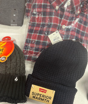 Men's Clothing Assorted Wholesale Lot, LEVI'S, POLO RALPH LAUREN, ADIDAS, EDDIE BAUER, HEAT HOLDERS and more, 11 items, Shelf Pulls, MSRP $511