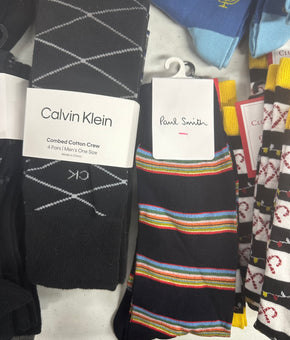 Men's Socks Wholesale Lot, PAUL SMITH, HAPPY SOCKS, CALVIN KLEIN, MENS STORE, CLUB ROOM and more, 51 items, Shelf Pulls, MSRP $589