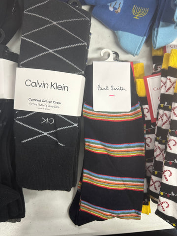 Men's Socks Wholesale Lot, PAUL SMITH, HAPPY SOCKS, CALVIN KLEIN, MENS STORE, CLUB ROOM and more, 51 items, Shelf Pulls, MSRP $589