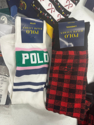 Men's Socks Wholesale Lot, HUGO BOSS, PAUL SMITH, POLO RALPH LAUREN, SPERRY, CALVIN KLEIN, CLUB ROOM and more, 33 items, Shelf Pulls, MSRP $435