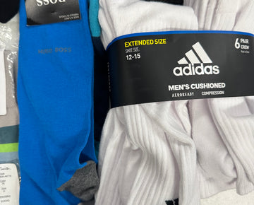 Men's Socks Wholesale Lot, HUGO BOSS, PAUL SMITH, HOT SOX, ADIDAS, HAPPY SOCKS and more, 26 items, Shelf Pulls, MSRP $382
