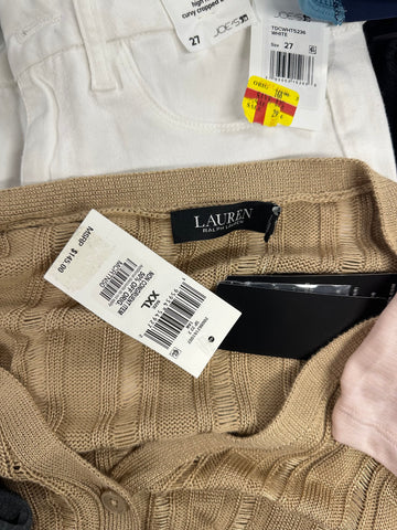 Women's Clothing Assorted Wholesale Lot, JOE'S JEANS, UNDER ARMOUR, POLO RALPH LAUREN, DKNY, FREE PEOPLE, NIKE and more, 14 items, CUSTOMER RETURNS