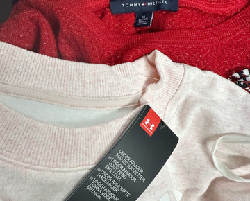 Women's Clothing Tops Wholesale Lot, LUCKY BRAND, TOMMY HILFIGER, ADIDAS, DKNY, LEGENDARY, UNDER ARMOUR and more, 21 items, Shelf Pulls, MSRP $1,361