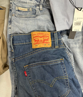 Men's Clothing Bottoms Wholesale Lot, RALPH LAUREN, ORIGINAL PENGUIN, LEVI'S, NAUTICA, CALVIN KLEIN and more, 13 items, Shelf Pulls, MSRP $1,309