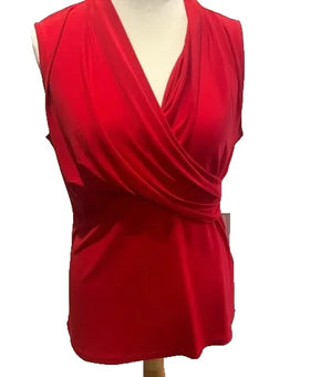 DKNY Womens SLEEVELESS WRAP Top Size L Red