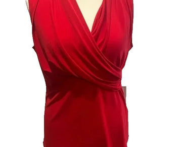DKNY Womens SLEEVELESS WRAP Top Size L Red