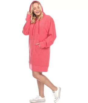White Mark Hoodie Sweatshirt Dress Hoodie Pullover Polyester Red Plus Size 1X