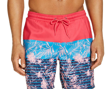 Club Room Men's Tri-Color Floral 7" Swim Trunks Blue Size XXL MSRP $45