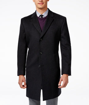 Kenneth Cole Men Raburn Wool-Blend Over Coat Slim-Fit Charcoal Size 46L $350