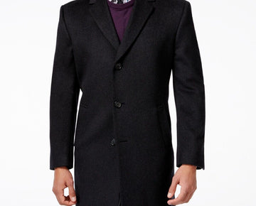 Kenneth Cole Men Raburn Wool-Blend Over Coat Slim-Fit Charcoal Size 46L $350