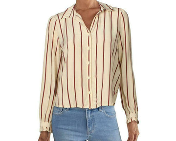 Levi's Women Collared Ruffled Blouse Button-Down Top Shirt Size M Ivory MSRP $70