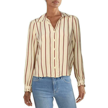 Levi's Women Collared Ruffled Blouse Button-Down Top Shirt Size M Ivory MSRP $70