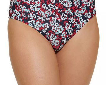 Tommy Hilfiger Floral High Waist Bikini Bottoms Swimsuit Blue Size XL Black