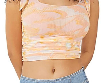 FREE PEOPLE Avenue Print Tank Top Orange Size L MSRP $58