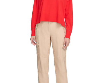 DKNY Womens Hi-Low Pullover Sweater Red Size XS