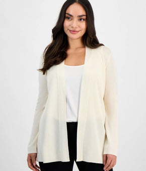 Jones New York Petite Collarless Open-Front Cardigan Size PXL Ivory MSRP $90