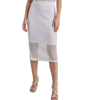 DKNY Womens Open-Stitch Pencil Ski White Skirt Size M MSRP $89