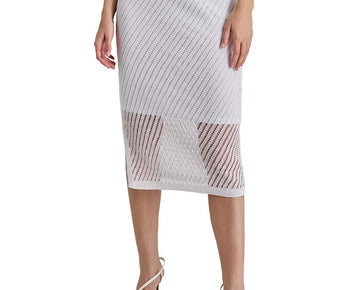 DKNY Womens Open-Stitch Pencil Ski White Skirt Size M MSRP $89
