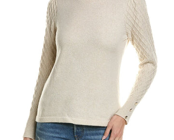 Anne Klein womens Puff Sleeve Sweater, l, White Size L MSRP $79