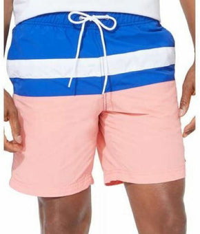 Nautica Men's Colorblocked 8" Swim Trunks T01131 in Pale Coral-Size XL