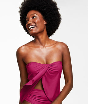 Vince Camuto RASPBERRY Pink Strapless Draped Tankini Swim Top, Size M MSRP $94