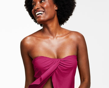 Vince Camuto RASPBERRY Pink Strapless Draped Tankini Swim Top, Size M MSRP $94