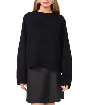 1.STATE Women's Crew Neck Raglan Wide-Sleeve Sweater Black Size S MSRP $79